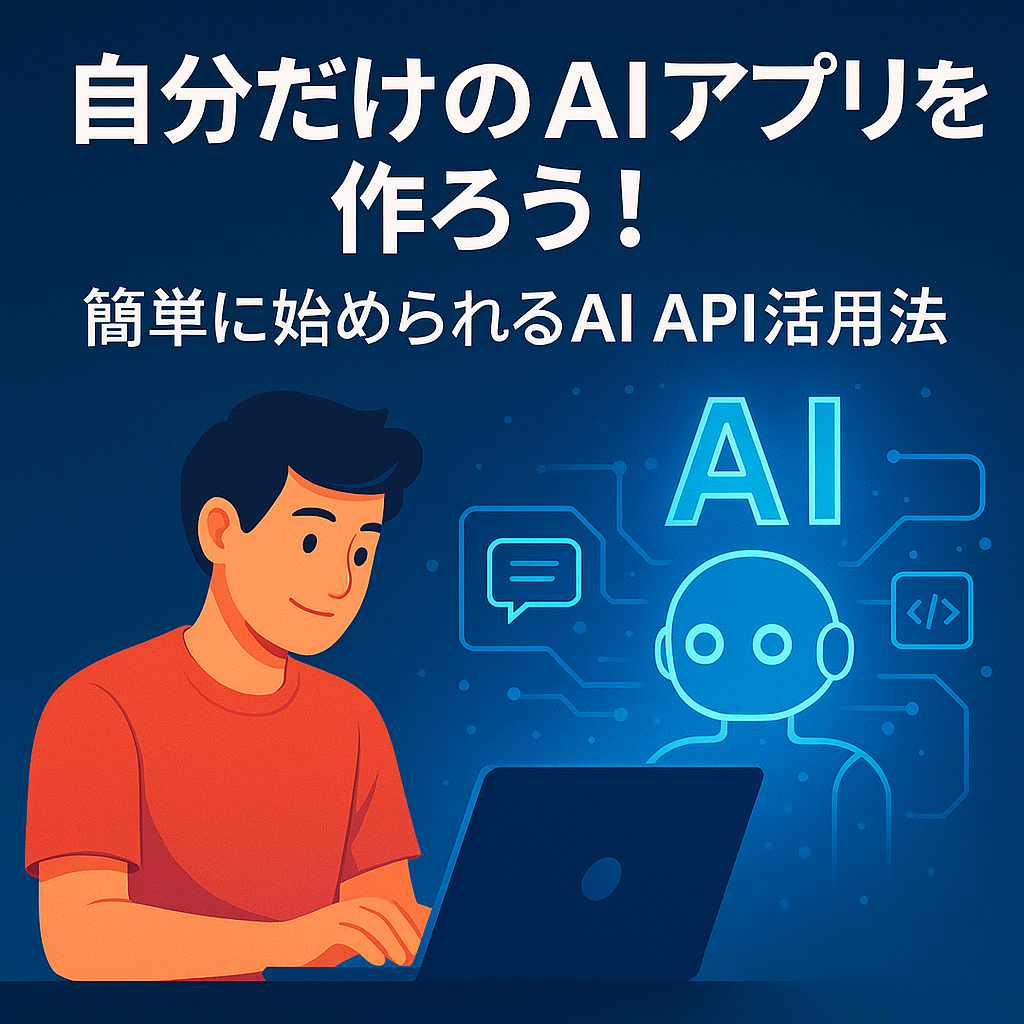 alt="AI APIを使って自分だけのAIアプリを簡単に開発する初心者向けの実践イメージ"